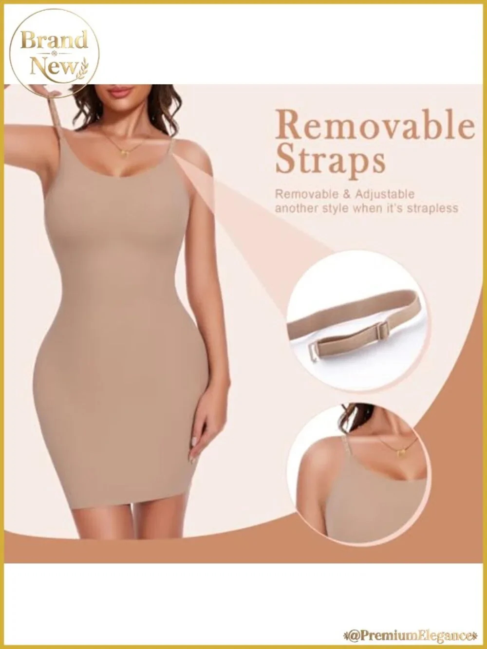 Full Slip Body Shaper for Women U-Neck Adjustable Straps Shapewear Slip Dress
